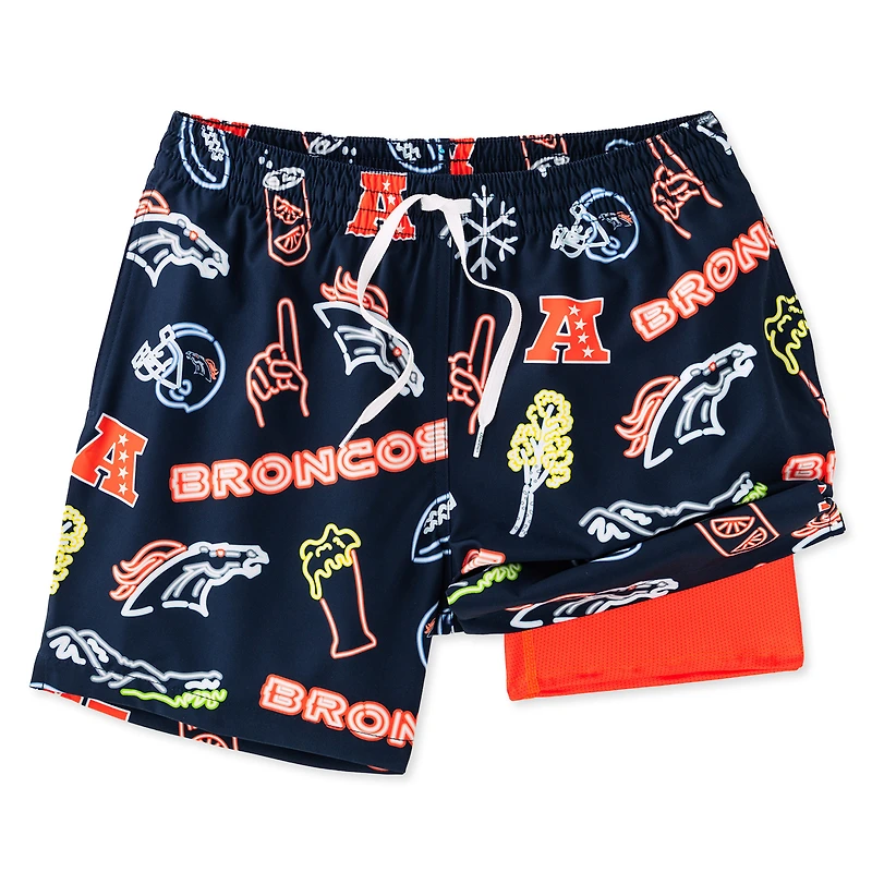 Maillot de bain classique doublé bleu marine Chubbies Denver Broncos The Neon 5,5 pouces pour homme