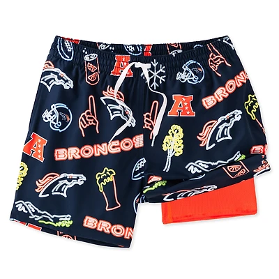 Maillot de bain classique doublé bleu marine Chubbies Denver Broncos The Neon 5,5 pouces pour homme