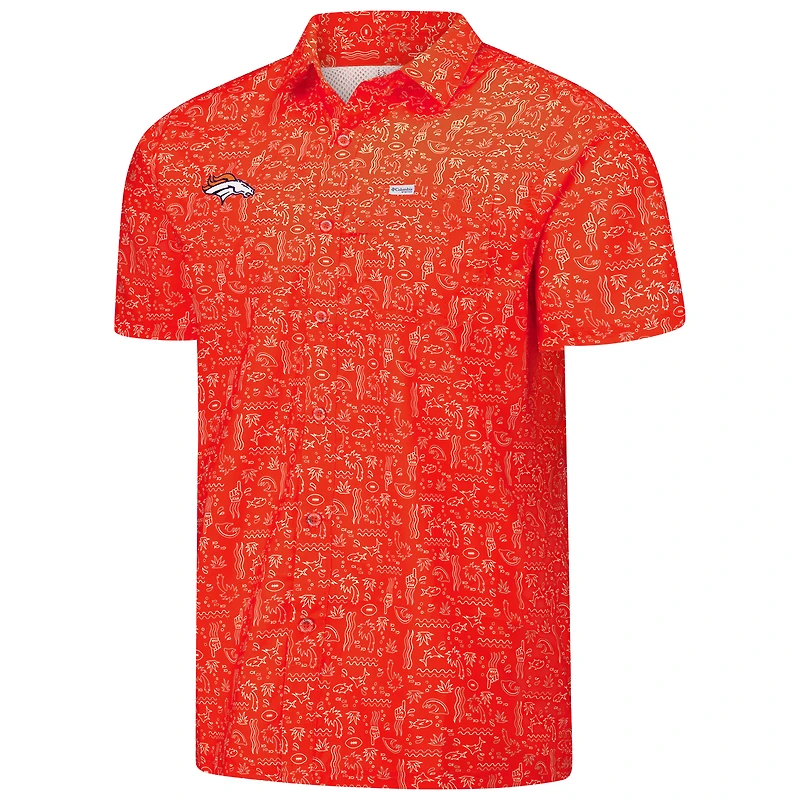 Men's Columbia PFG Orange Denver Broncos Super Slack Tide Omni-Wick Button-Up Shirt