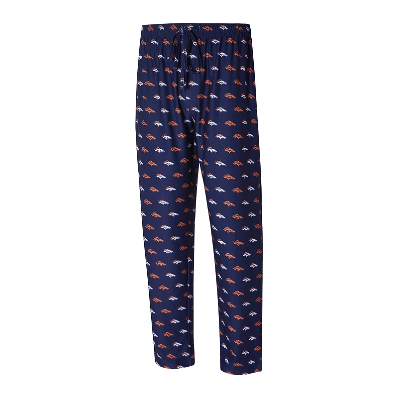 Men's Concepts Sport Navy Denver Broncos Record Allover Print Knit Pants