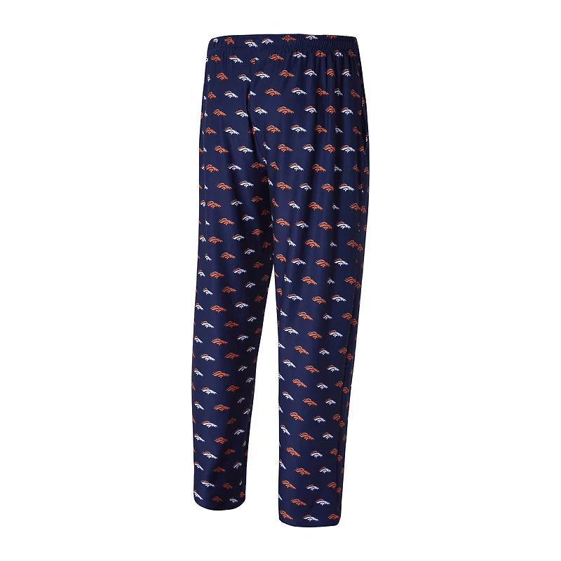 Men's Concepts Sport Navy Denver Broncos Record Allover Print Knit Pants