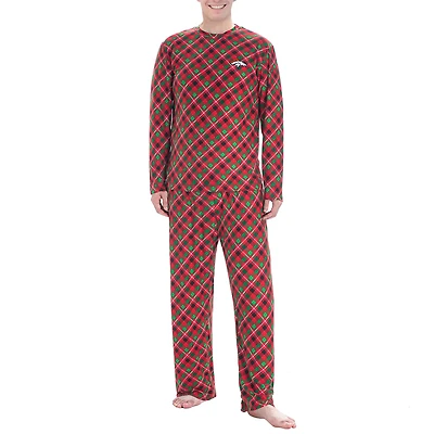 Men's Concepts Sport Red Denver Broncos Holly Allover Print Knit Long Sleeve Top & Pants Set