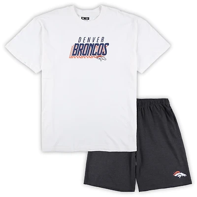 Ensemble haut et short grandes tailles Denver Broncos blanc/gris anthracite pour homme Concepts Sport