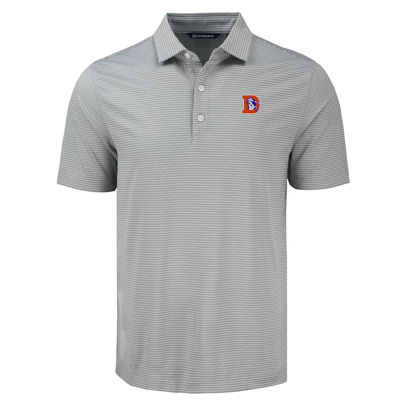 Polo gris à rayures fines Forge Eco des Denver Broncos pour homme, Cutter & Buck