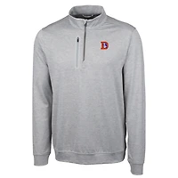 Pull zippé à quart de tour pour homme, gris, coupe Cutter & Buck, Denver Broncos Stealth Heathered, grand et grand, avec logo rétro