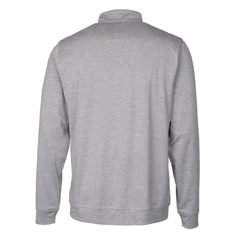 Pull zippé à quart de tour pour homme, gris, coupe Cutter & Buck, Denver Broncos Stealth Heathered, grand et grand, avec logo rétro