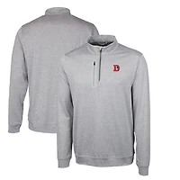 Pull zippé à quart de tour pour homme, gris, coupe Cutter & Buck, Denver Broncos Stealth Heathered, grand et grand, avec logo rétro
