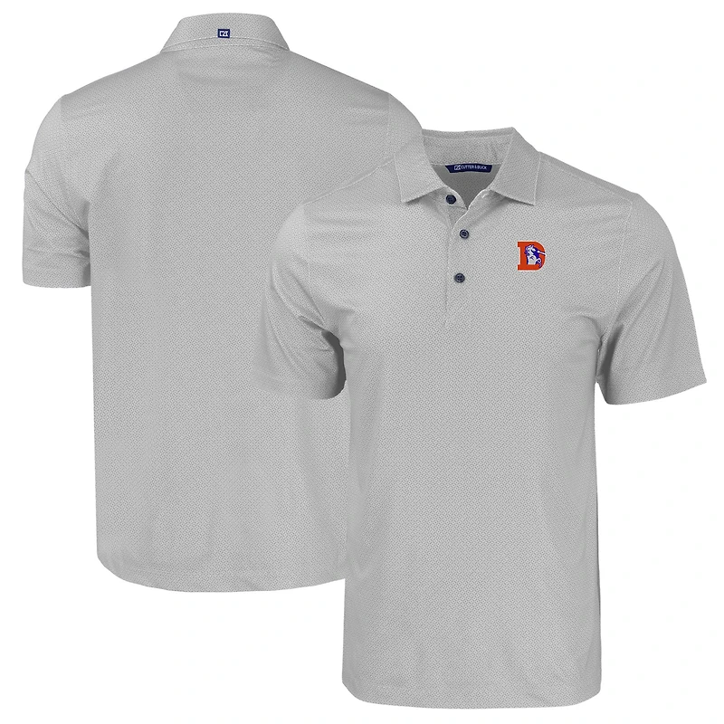 Polo recyclé extensible à imprimé géométrique ton sur pour homme, coupeur et buck, gris, Denver Broncos Throwback, grande taille, Pike Eco