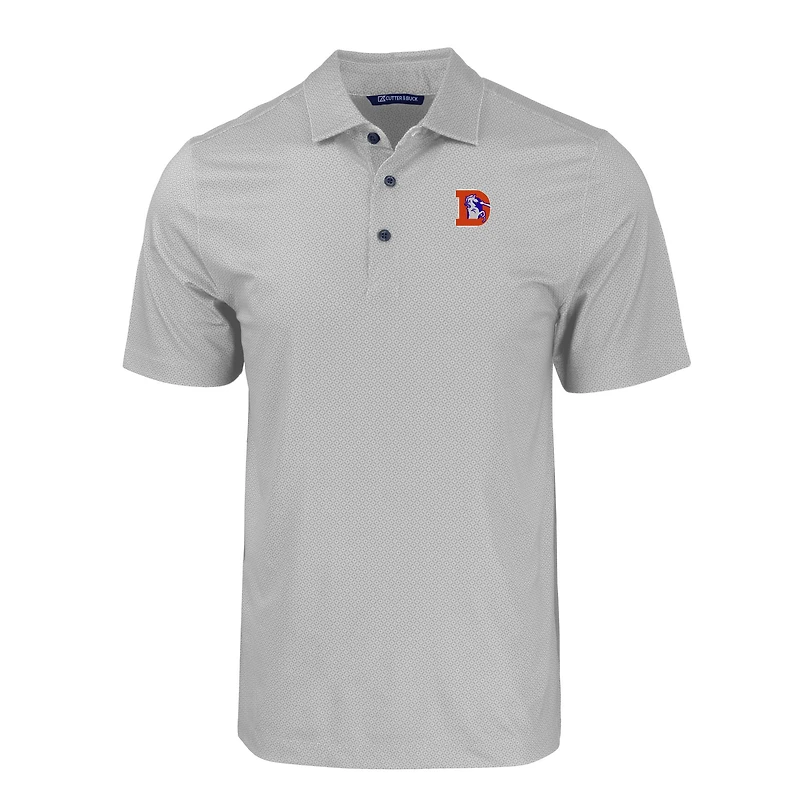 Polo recyclé extensible à imprimé géométrique ton sur pour homme, coupeur et buck, gris, Denver Broncos Throwback, grande taille, Pike Eco
