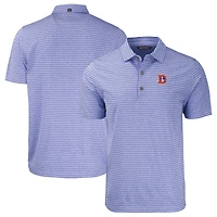 Polo recyclé extensible à rayures écologiques Forge Eco Heather Stripe pour homme, bleu chiné, coupe-vent et buck, Denver Broncos Throwback, grandes tailles