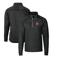 Men's Cutter & Buck Heather Charcoal Denver Broncos Mainsail Sweater-Knit Big Tall Half-Zip Pullover Jacket