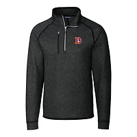 Men's Cutter & Buck Heather Charcoal Denver Broncos Mainsail Sweater-Knit Big Tall Half-Zip Pullover Jacket