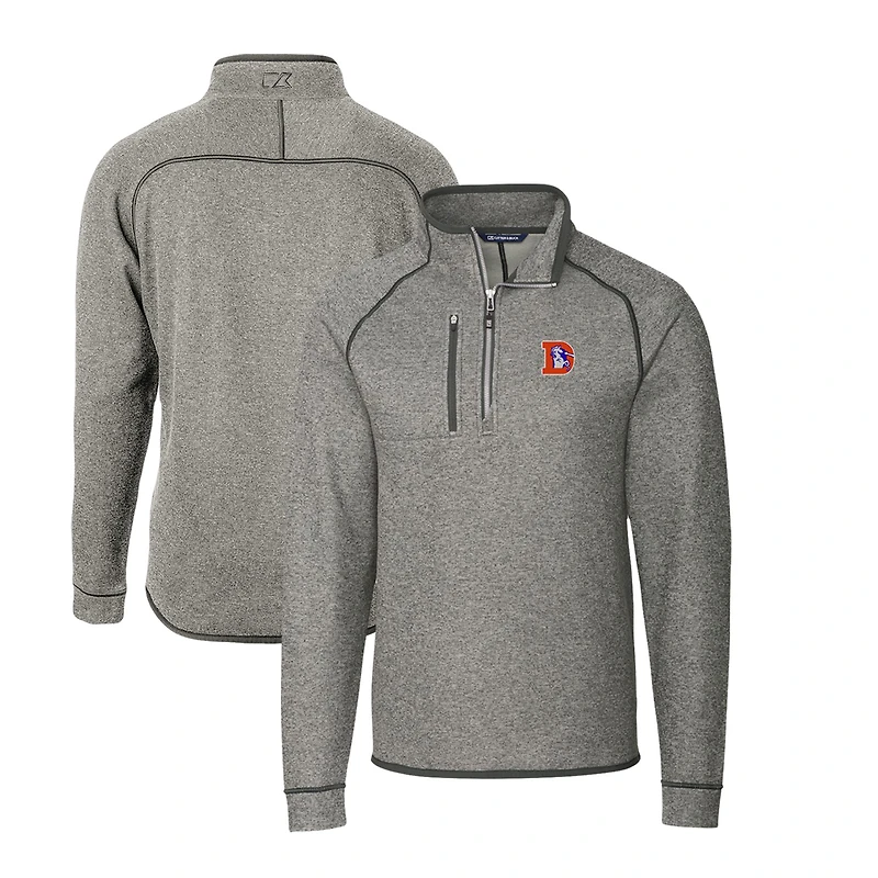 Pull-over demi-zippé coupe-vent gris chiné pour homme des Denver Broncos Mainsail, ...