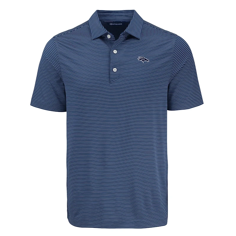 Polo à rayures fines Forge Eco bleu marine pour homme des Denver Broncos Cutter & Buck