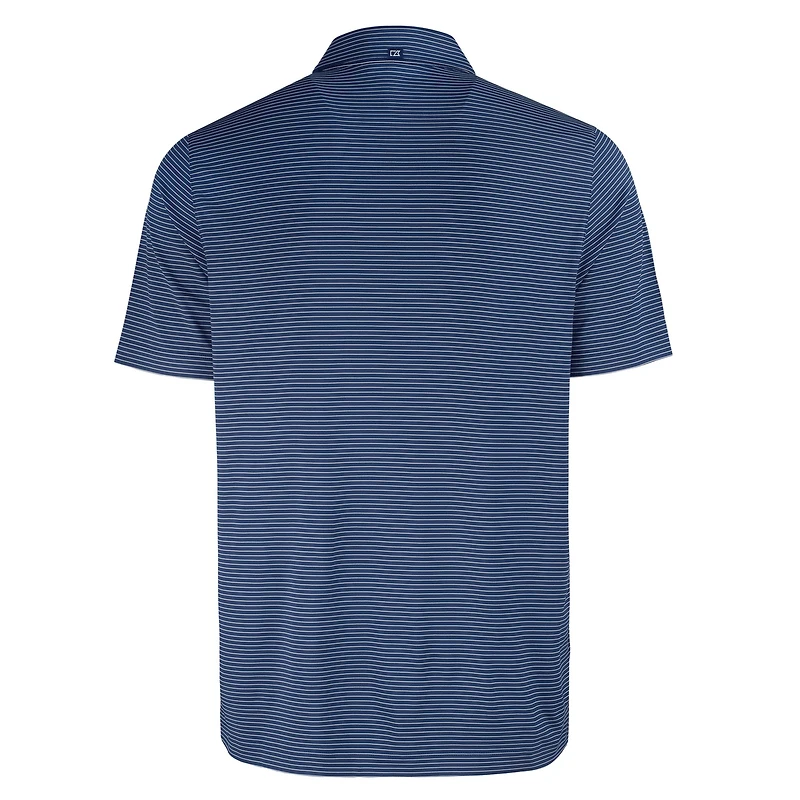 Polo à rayures fines Forge Eco bleu marine pour homme des Denver Broncos Cutter & Buck