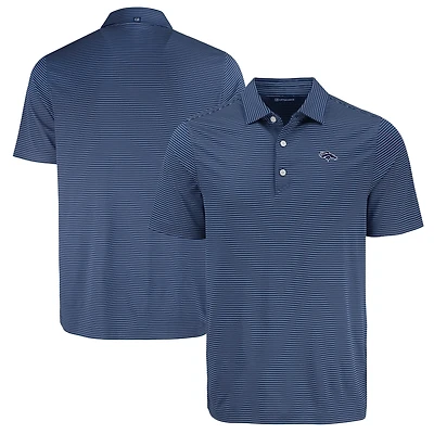 Polo à rayures fines Forge Eco bleu marine pour homme des Denver Broncos Cutter & Buck
