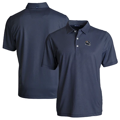Polo extensible recyclé à imprimé Pike Eco Symmetry pour homme, bleu marine, avec casque des Denver Broncos, coupe Cutter & Buck, grandes tailles