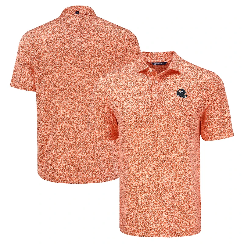 Polo Cutter & Buck orange Denver Broncos Pike Eco Flora pour homme