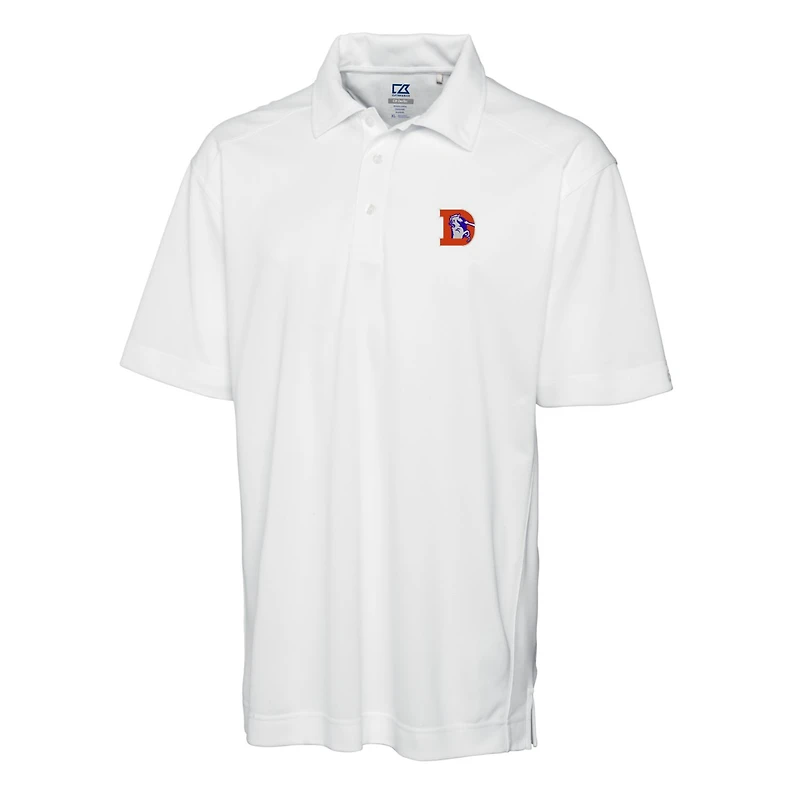 Polo texturé uni blanc Denver Broncos à logo rétro pour homme Cutter & Buck, grande taille et DryTec Genre