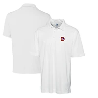Polo blanc texturé DryTec Genre pour homme avec logo rétro des Broncos de Denver Cutter & Buck