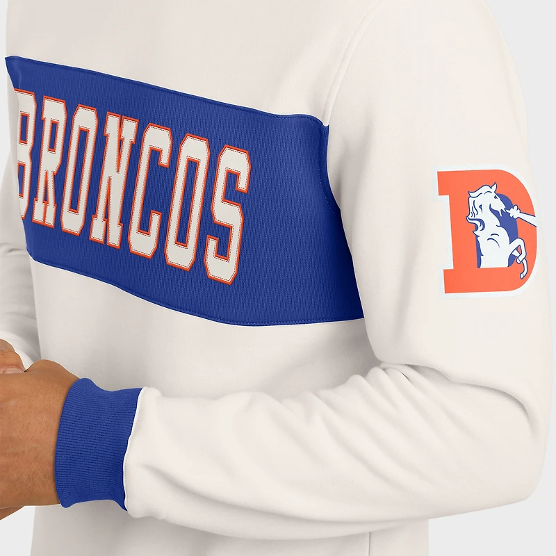 Sweat-shirt ras du cou colorblock crème pour homme de la collection Darius Rucker par Fanatics des Broncos Denver