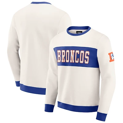 Sweat-shirt ras du cou colorblock crème pour homme de la collection Darius Rucker par Fanatics des Broncos Denver