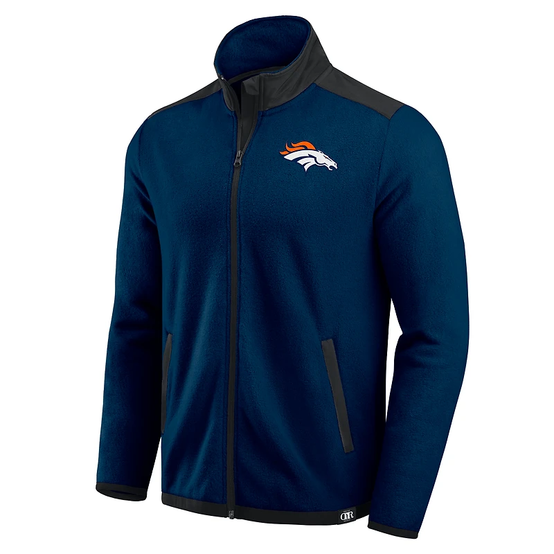 Men's Darius Rucker Collection by Fanatics Navy Denver Broncos Color Block Polar Fleece Full-Zip Jacket