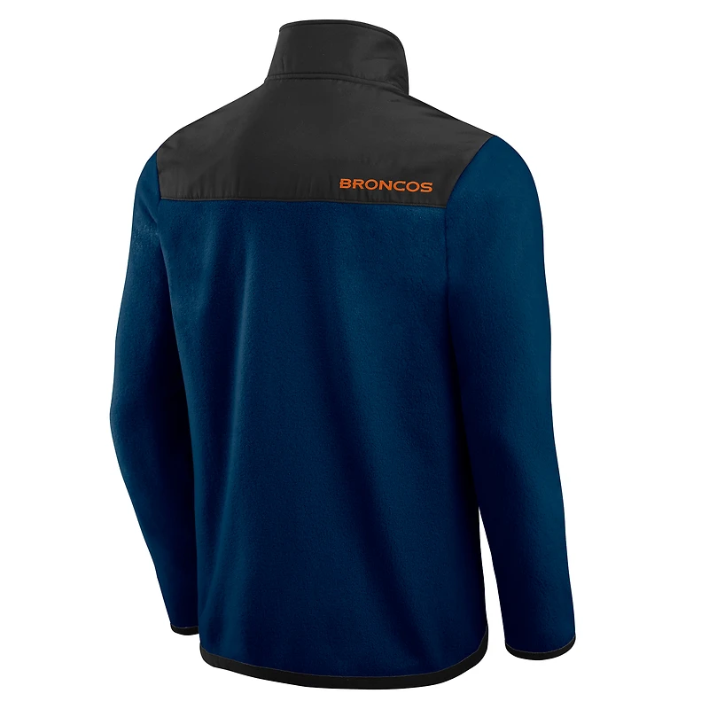 Men's Darius Rucker Collection by Fanatics Navy Denver Broncos Color Block Polar Fleece Full-Zip Jacket