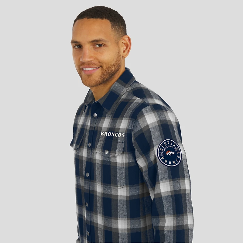 Men's Darius Rucker Collection by Fanatics Navy Denver Broncos Flannel Plaid Full-Snap Shirt