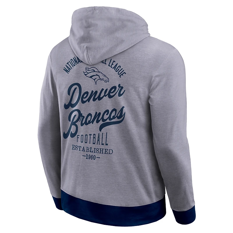 Sweat à capuche en tricot ton sur pour homme de la collection Darius Rucker Fanatics, bleu marine, Denver Broncos