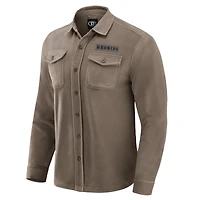 Chemise boutonnée confortable en polaire marron clair des Denver Broncos, collection Darius Rucker par Fanatics pour homme
