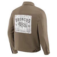 Veste camionneur à boutons pleine longueur pour homme de la collection Darius Rucker par Fanatics, couleur tan des Denver Broncos