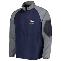 Men's Dunbrooke Navy Denver Broncos Hurricane Raglan Full-Zip Windbreaker Jacket