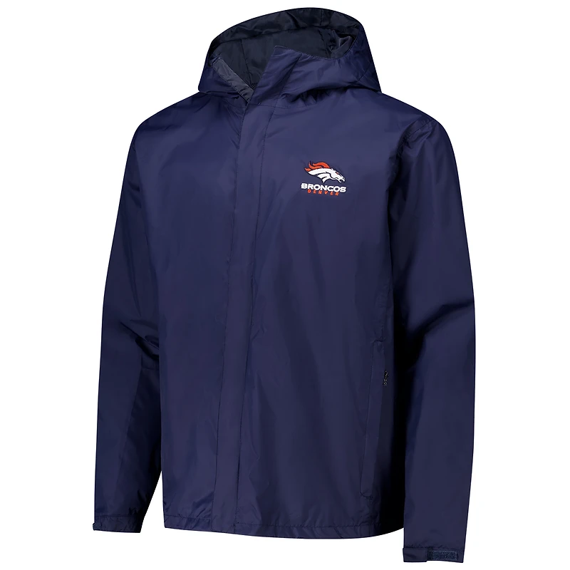 Men's Dunbrooke Navy Denver Broncos Tropic Waterproof Packable Full-Zip Hoodie Jacket