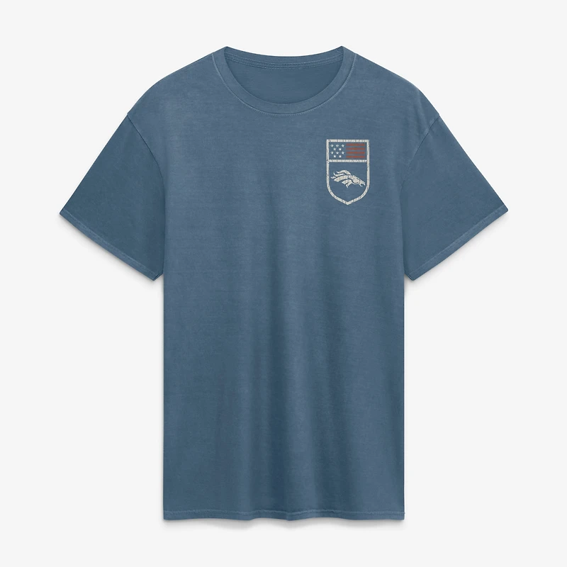 T-shirt Fanatics Blue Denver Broncos pour homme, style américain délavé