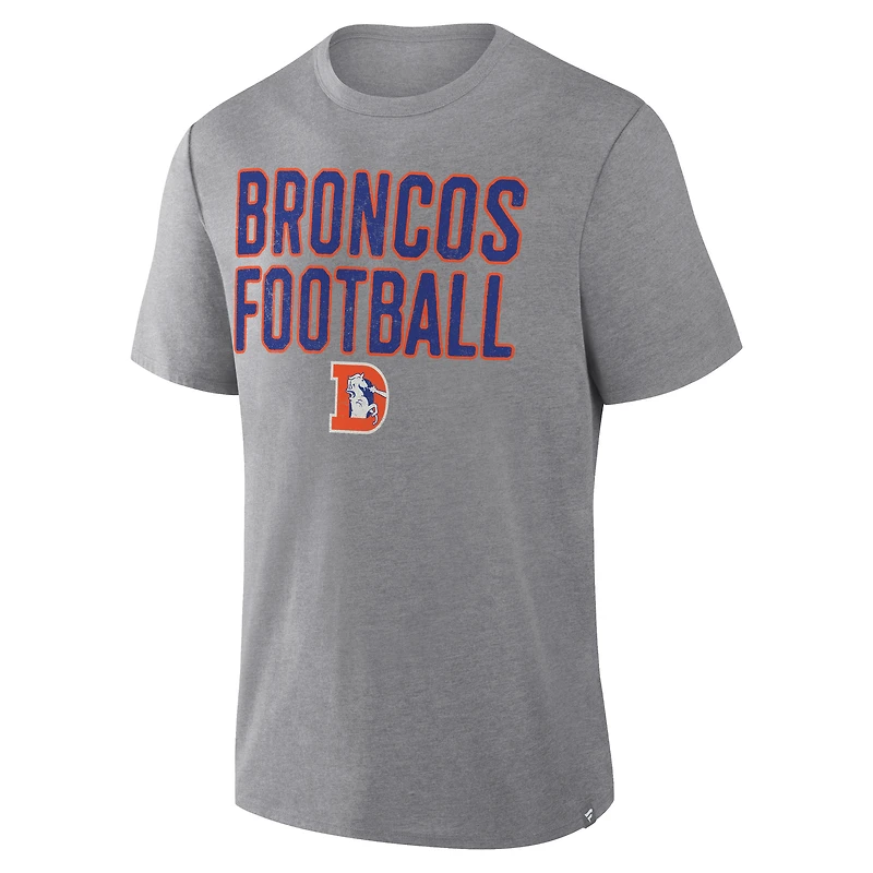 T-shirt tri-blend gris chiné Fanatics pour homme, hommage aux Denver Broncos First Down