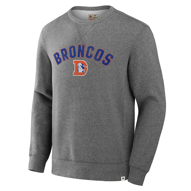 Sweat-shirt à enfiler en tissu éponge bouclettes Fanatics Heather Grey Denver Broncos pour hommes