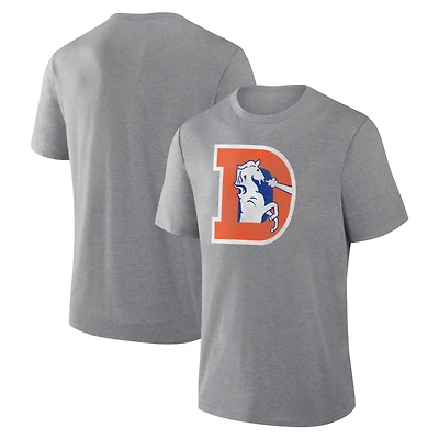 Men's Fanatics Heather Gray Denver Broncos Vintage Heritage Tribute Tri-Blend T-Shirt