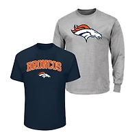 Men's Fanatics  Navy/Heather Gray Denver Broncos Big & Tall 2-Pack T-Shirt Set
