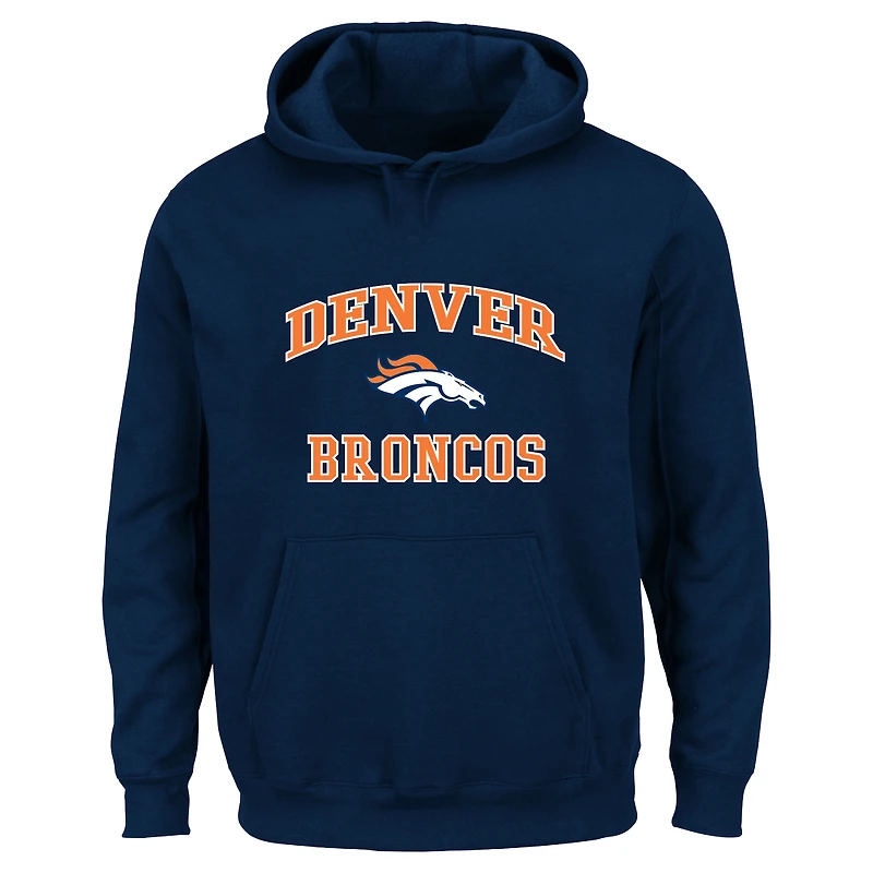 Sweat à capuche Fanatics Navy Denver Broncos pour homme, grandes tailles, motif cœur et âme
