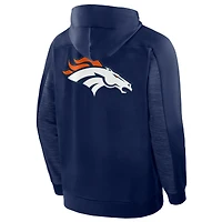 Sweat à capuche zippé bleu marine Denver Broncos Checkdown Pass pour homme