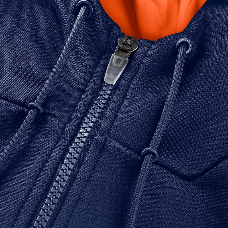 Sweat à capuche zippé bleu marine Denver Broncos Checkdown Pass pour homme