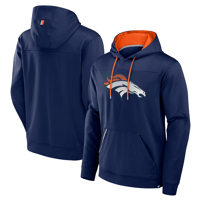 Sweat à capuche Fanatics pour homme bleu marine Denver Broncos Defender
