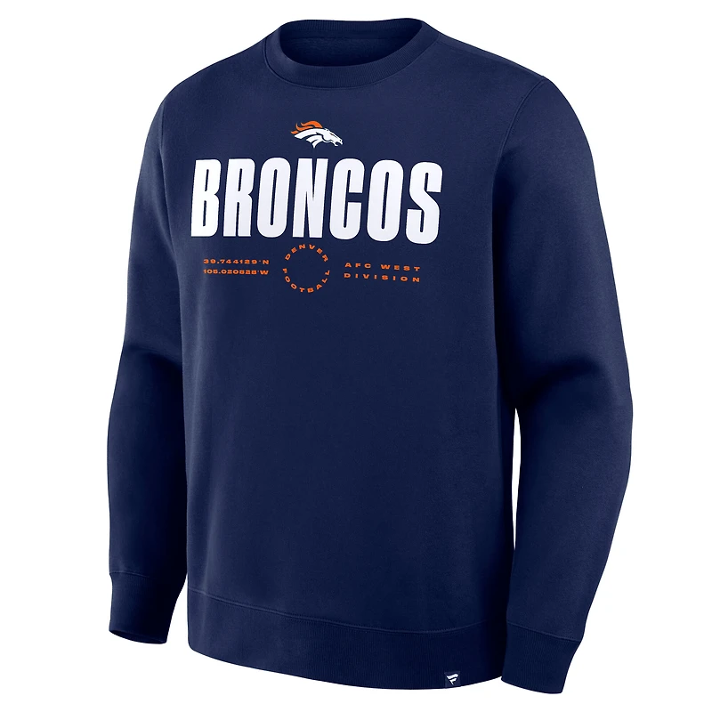 Sweat-shirt Fanatics bleu marine Denver Broncos Direct Handoff Legacy pour homme