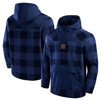 Men's Fanatics Navy Denver Broncos Elements Plaid Polar Fleece Quarter-Zip Hoodie