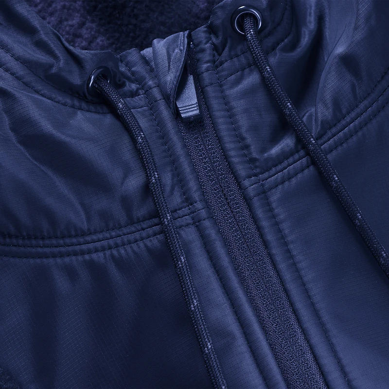 Men's Fanatics Navy Denver Broncos Elements Plaid Polar Fleece Quarter-Zip Hoodie