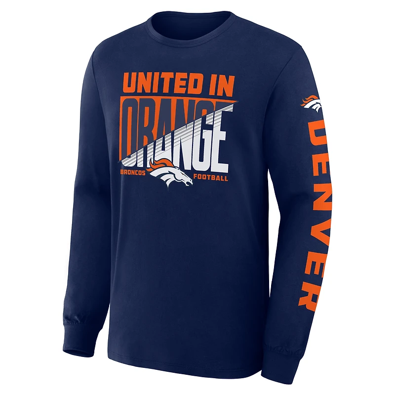 T-shirt à manches longues Fanatics bleu marine pour homme, Denver Broncos Hometown Sweep Legacy