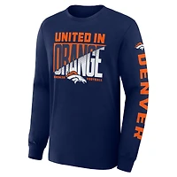 T-shirt à manches longues Fanatics bleu marine pour homme, Denver Broncos Hometown Sweep Legacy