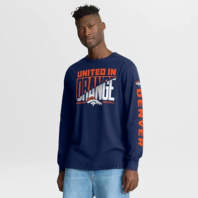 T-shirt à manches longues Fanatics bleu marine pour homme, Denver Broncos Hometown Sweep Legacy