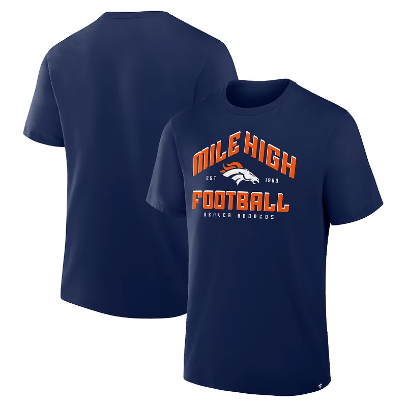 T-shirt Fanatics bleu marine pour homme, motif Denver Broncos, véritable favori de la ville natale
